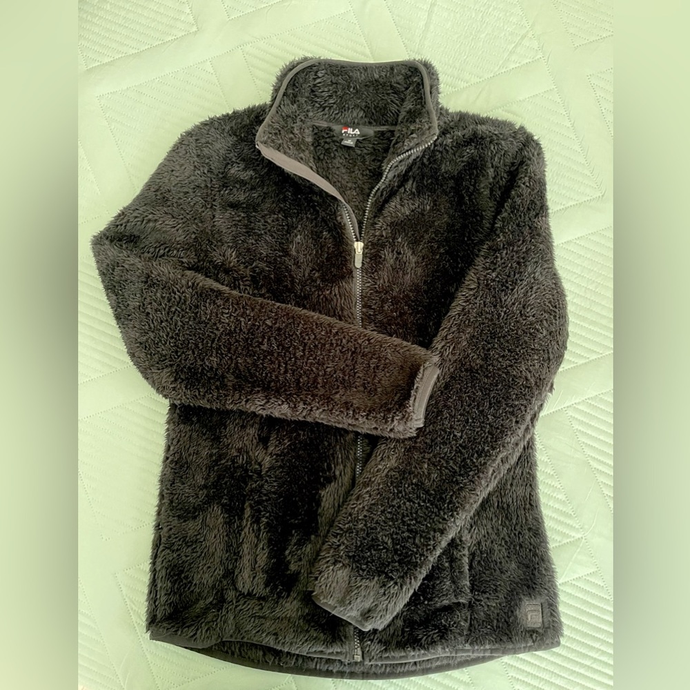 FILA Sport faux fur jacket. Black, medium.